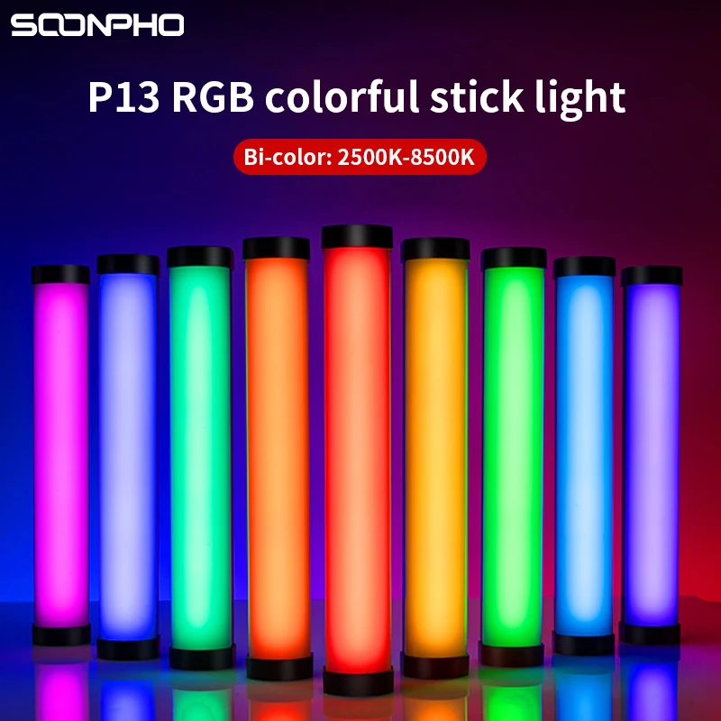 Фото Soonpho P13 RGB светодиодный светильник для видеосъемки со штативом 2500K-8500K CRI 95+ Ручной трубчатый светильник для фотостудии №5