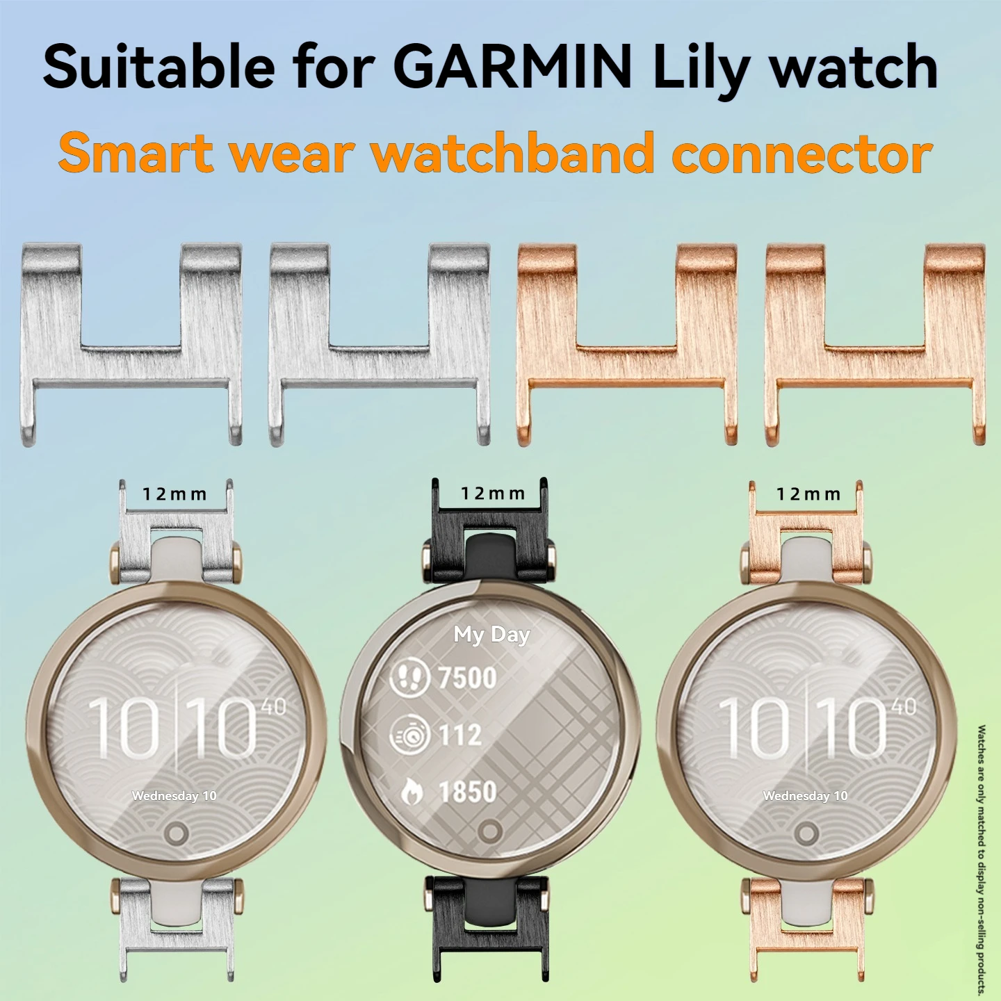Фото Адаптер ремешка для часов «сделай сам» для умных часов Garmin Lily, разъем из нержавеющей стали для 12 мм, силиконовый кожаный ремешок, модифицированные детали №1