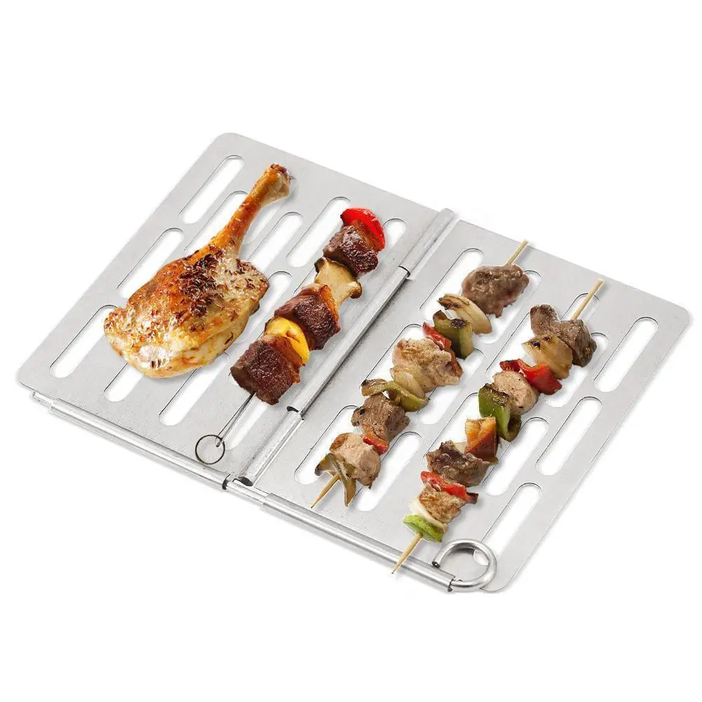 

Folding Barbecue Plate Outdoor Camping Mini Bbq Grill Steel Travel Basket Tool Plate Picnic Walking Barbecue Grill Net Y6l0
