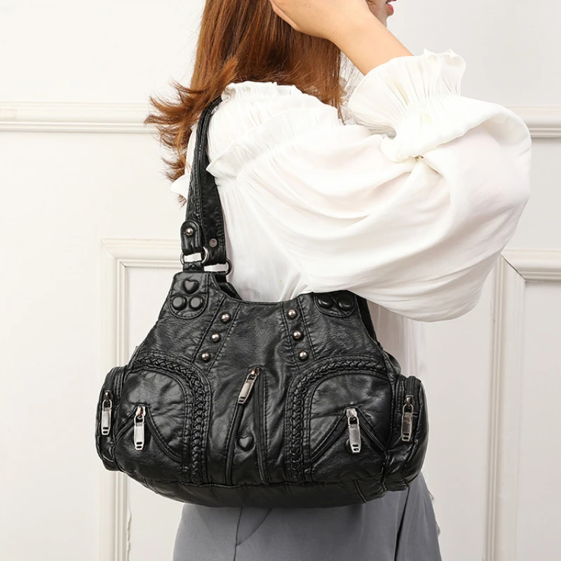 Черная женская сумка через плечо Y2k винтажная панк-готическая модельерская