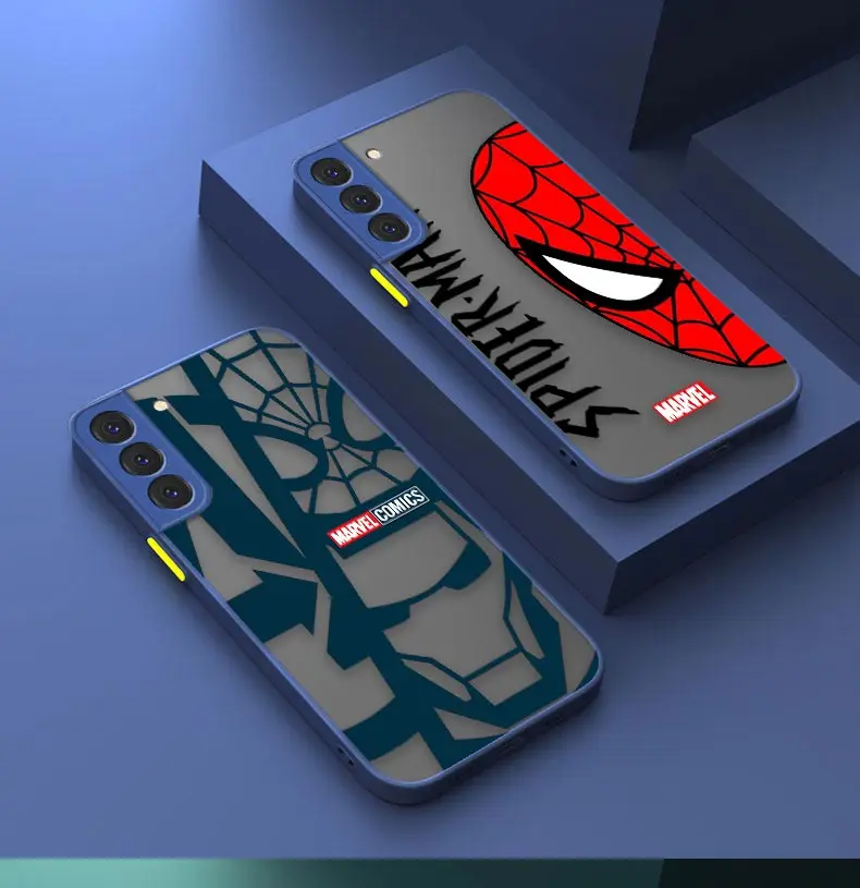 

Marvel Iron Man Spider-Man Logo Matte Case For Samsung S22 S21 S20 S10 S9 S8 S10E FE Lite Plus Ultra 5G Capa Fundas Coques Cases