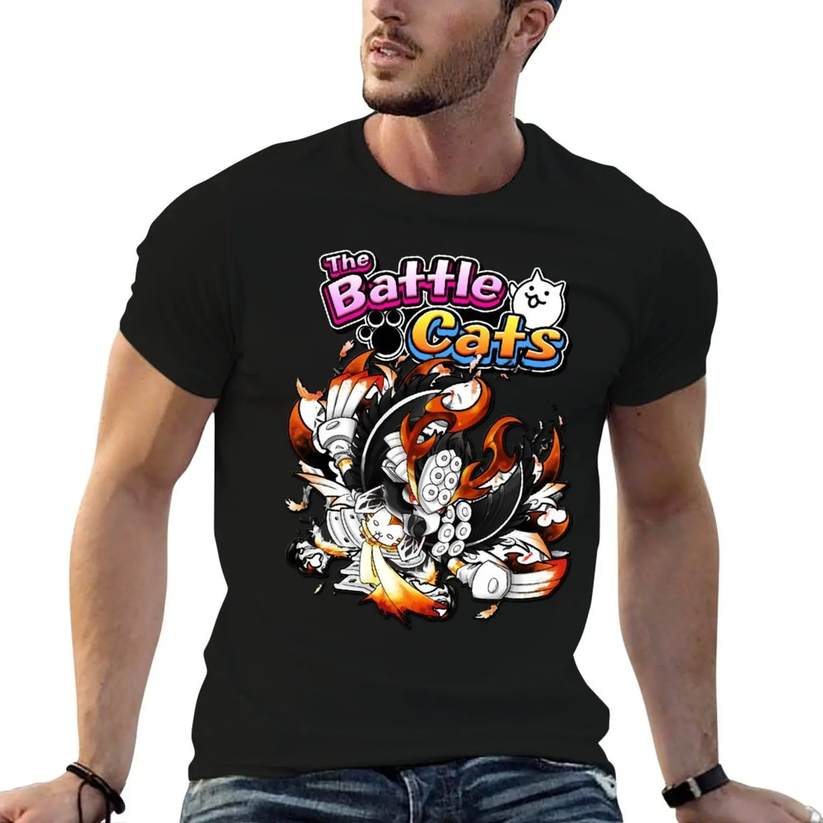 Фото Battle Cats-футболка Yukimura, мужская футболка с принтами, мужская футболка, роскошная футболка №1