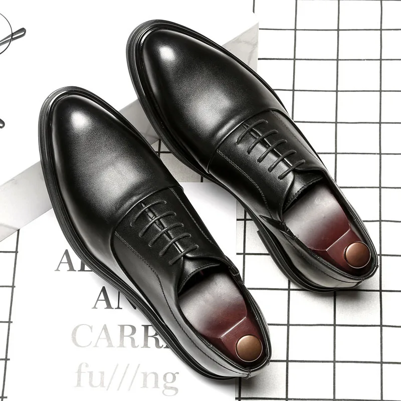 Mens Formal Shoes Genuine Leather Oxford Shoes For Men Italian 2020 Dress Shoes Wedding Shoes Laces Leather Broguehjk8 images - 6