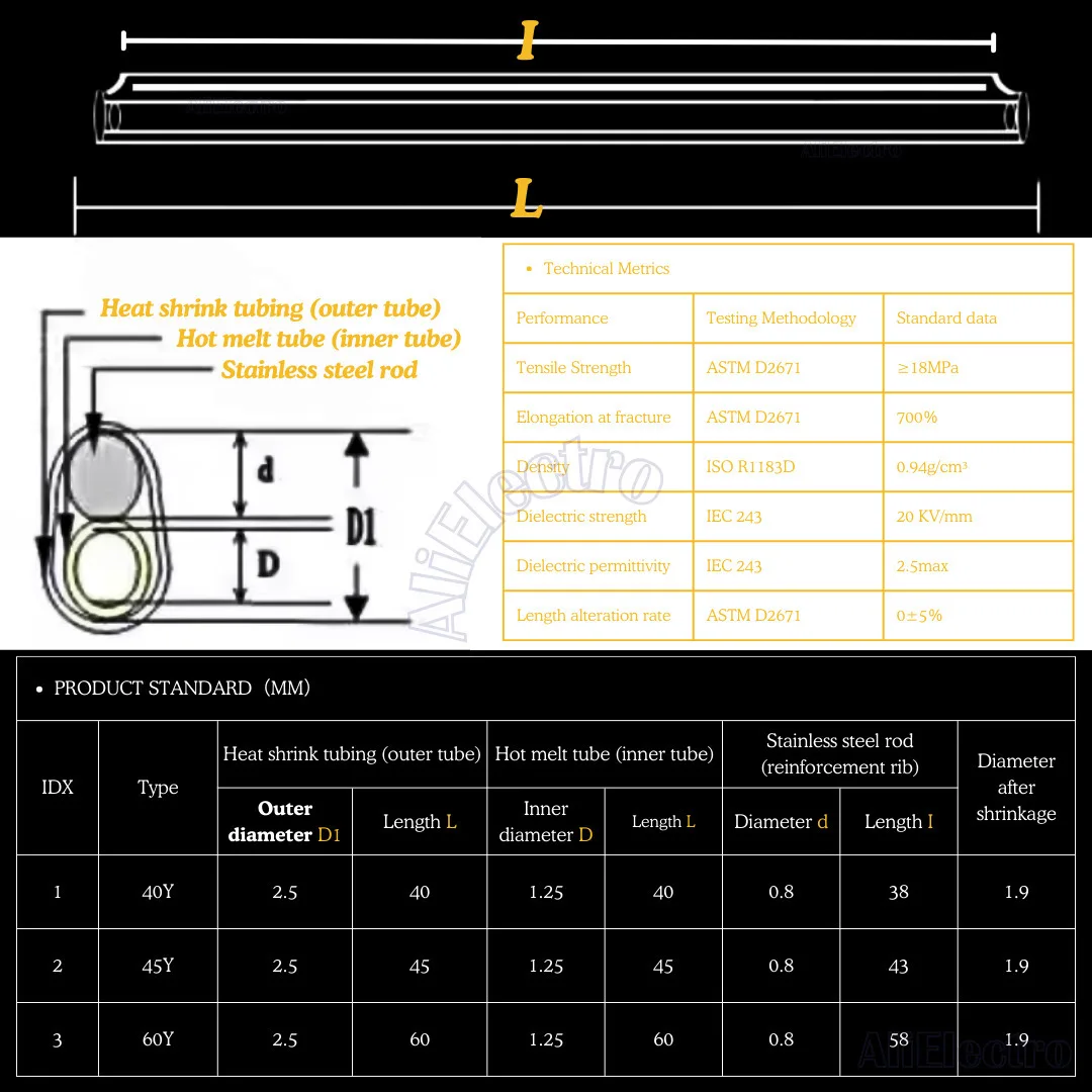 1000 шт./лот стальной стержень диаметром 0 8 мм термоусадочная трубка Smoove 60