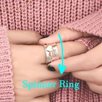 vintage rotate heart fidget spinner rings for women anti stress anxiety ring hollow out heart ring rotatable jewelry gift