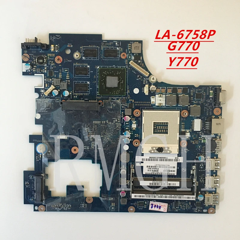 Купи LA-6758P материнская плата для Lenovo Ideapad G770 Y770 материнская плата PIWG4 LA-6758P REV 1, 0 тест материнской платы 100% оригинал за 4,162 рублей в магазине AliExpress