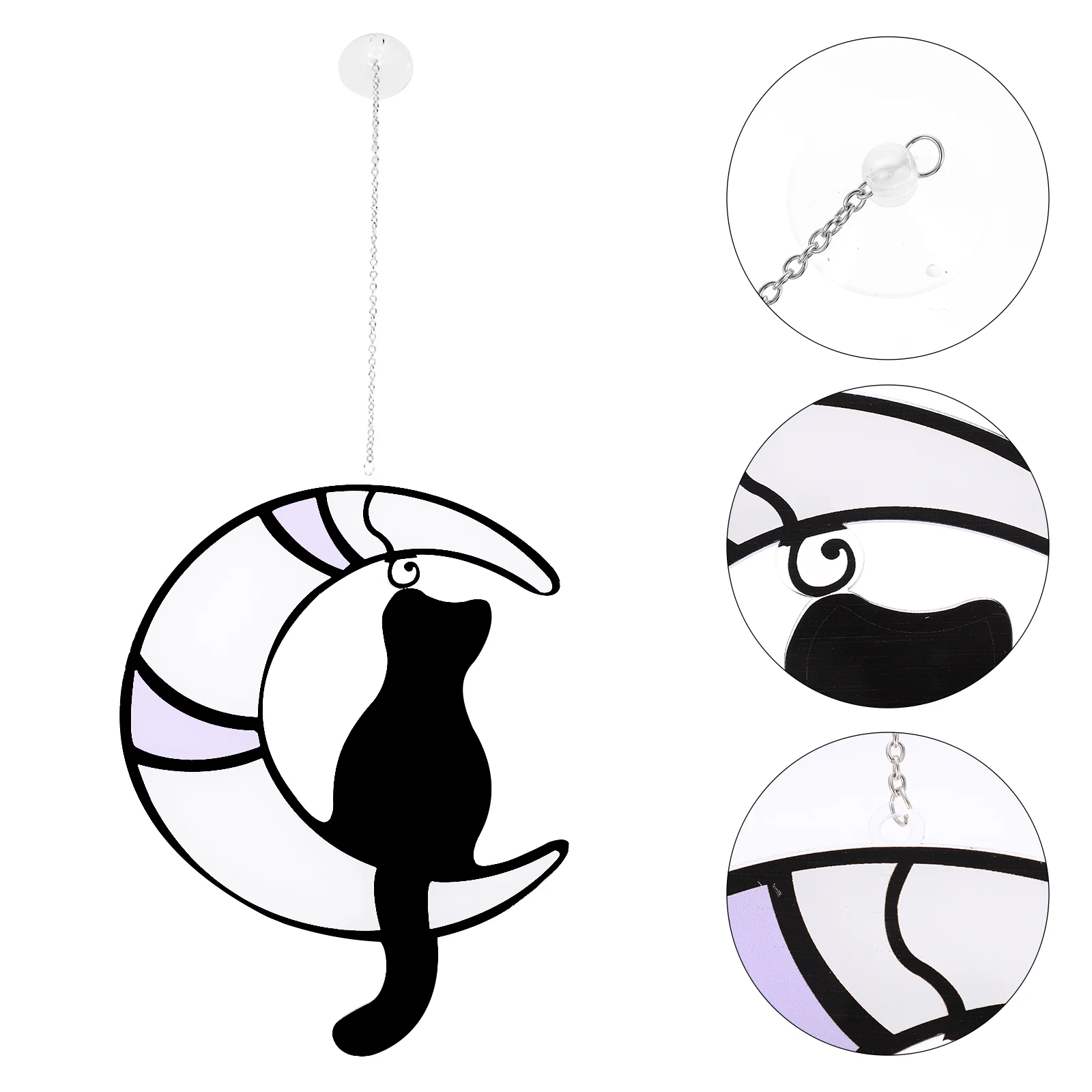 

Moon Cat Pendant Adornment Glass Wall Decor Garden Ornaments Blue Decoration Vintage Crafts