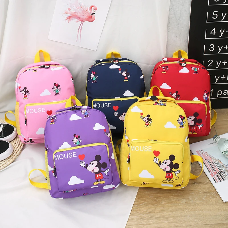2022 New Disney Children's School Bag Mickey Mouse Print Backpack Kindergarten Cartoon Boys Girls Mickey Nylon Backpack