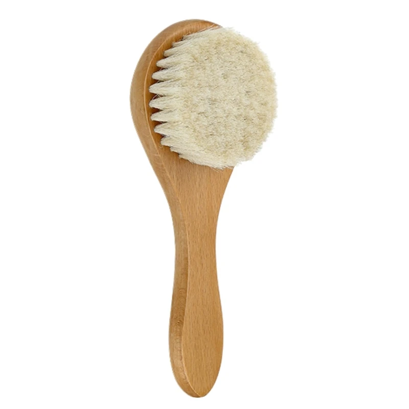 

Baby Hair Brush Round Wooden Brush Newborn Scalp Massage Brush Infant Care Brush