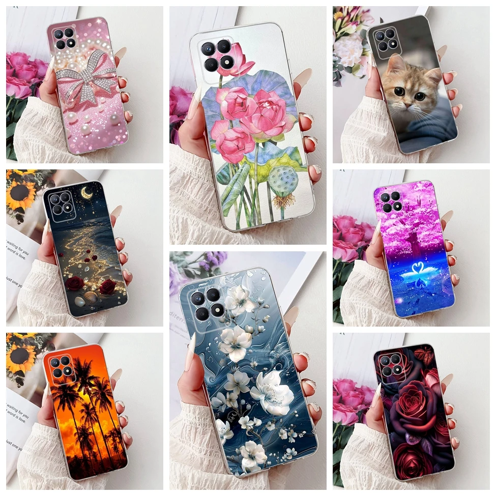 Фото Прозрачный чехол для Realme 8i, чехол RMX3151, роскошный чехол с бабочкой и цветами любви, крутой окрашенный чехол для телефона Realme Narzo 50 RMX 3286, чехол №1
