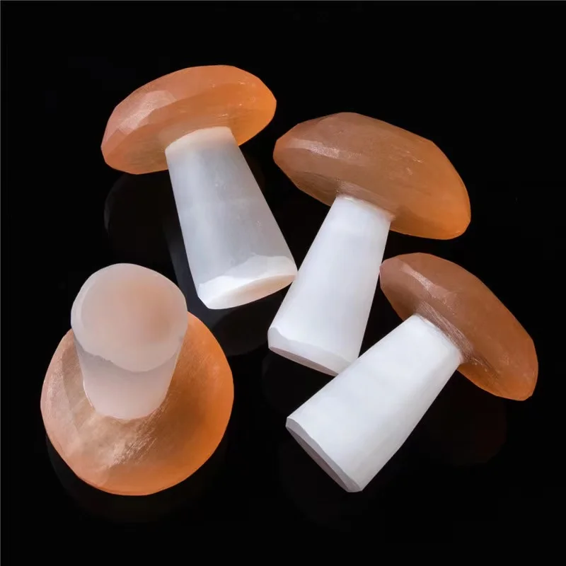 

Cute Selenite Polish Crystal Mushroom Home Decoration Reiki Healing Gemstone Quartz Stone