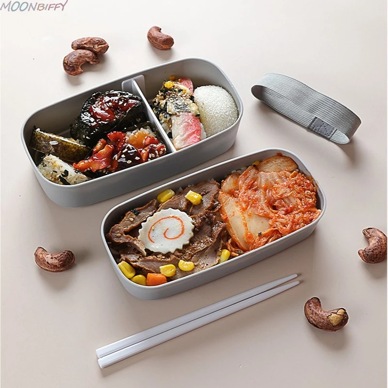 

Ланч-бокс, 2 слоя, японский для детей, портативный внешний контейнер для еды, герметичный контейнер для еды с палочками