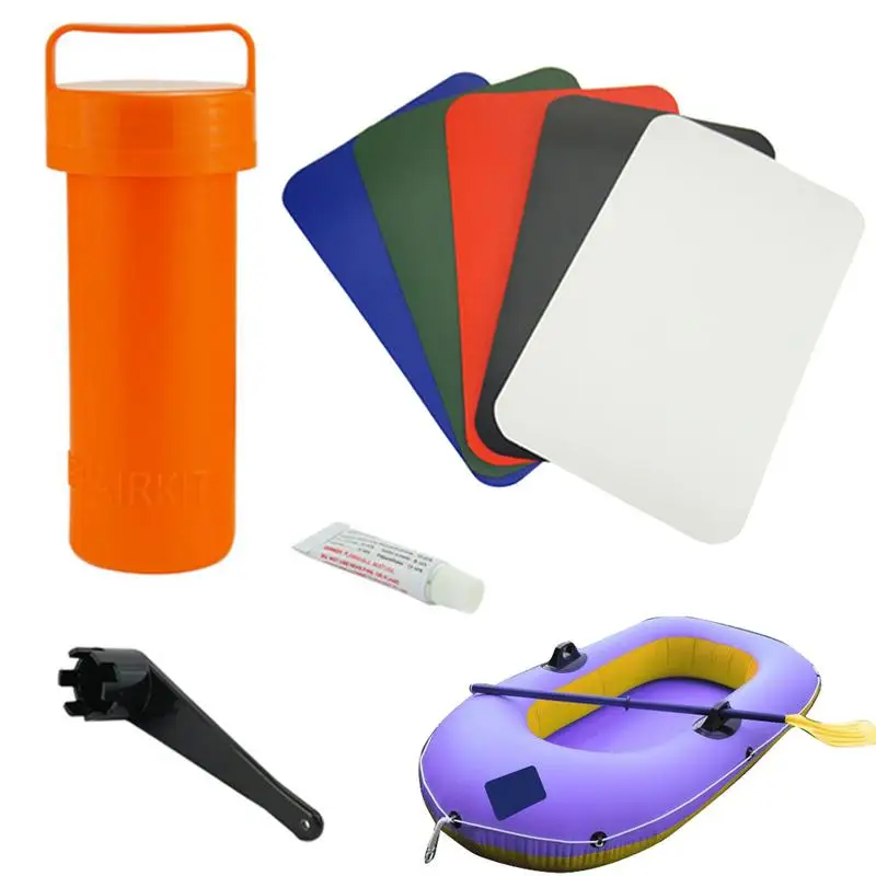 

PVC Glue Patch Kit Inflatable Repair Kit Waterproof 8Pcs PVC Patch Kit For Inflatables Repairing Inflatable Kayaks Swimming Pool