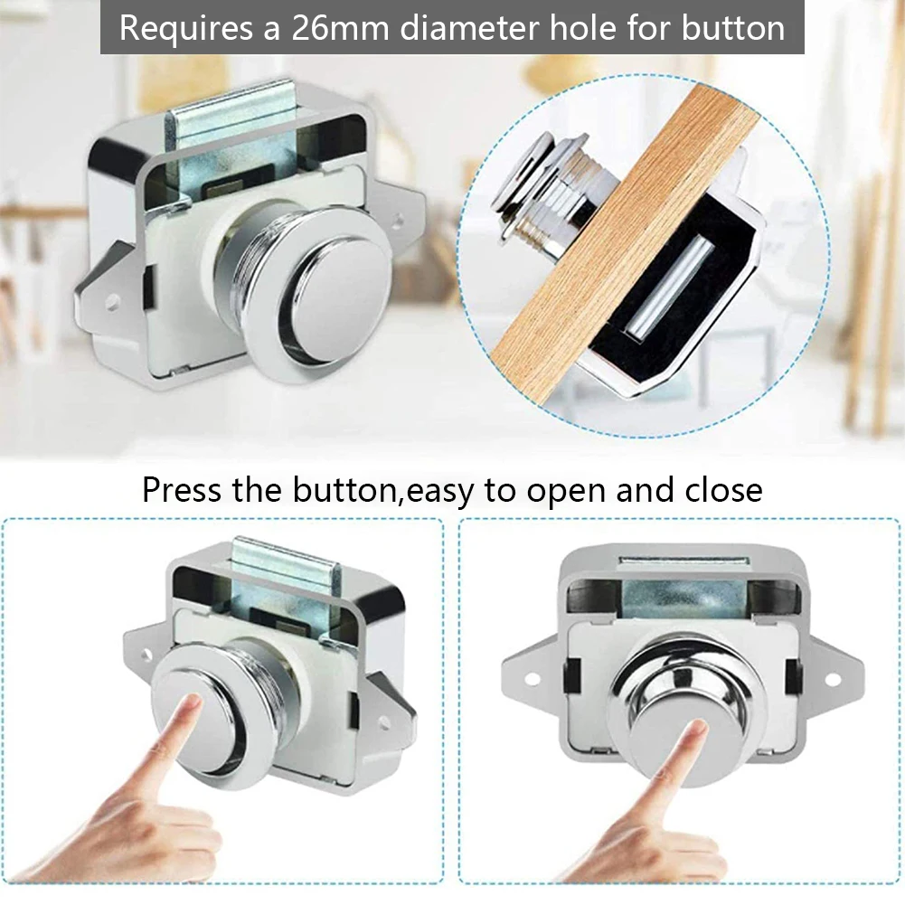 

10PCS Latch Cupboard Caravan Lock Latch Button Locks Motor Home Cabinet Drawer Locks for RV Yachts Motorhome Camper Caravan