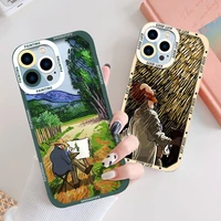 lens protection case for iphone 11 pro max 13 12 mini se 2020 xs x xr 7 8 plus transparent soft tpu abstract oil painting cover