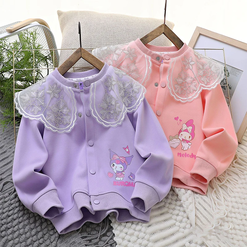 

Kawaii Sanrios My Melody Cute Cartoon Anime Woman Jacket Spring Autumn Kuromi New Loose Outdoor Jacket Girl Children Clothing