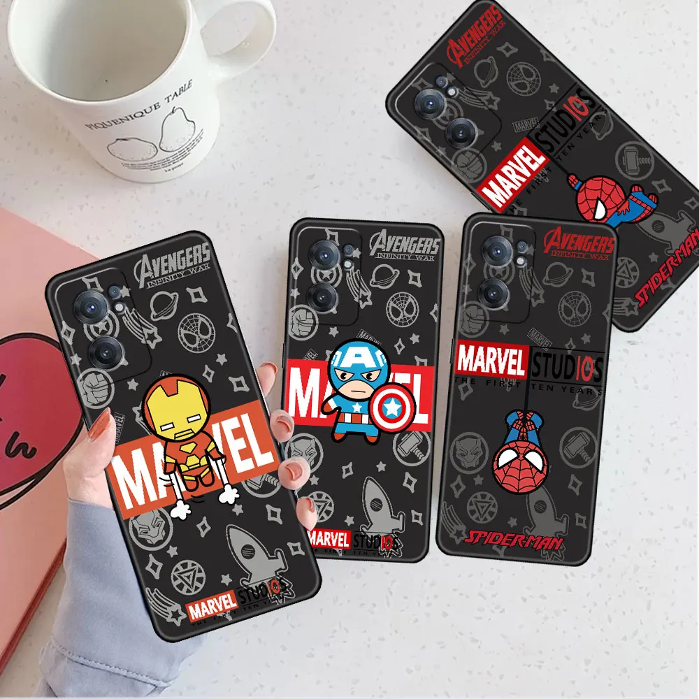 

Черный мягкий чехол для телефона OnePlus 8T Nord 2 9 7 10 8 Pro 9R N10 N20 для Oppo A16 A15 A53 A74, чехол с героями мультфильмов Marvel, милый Веном