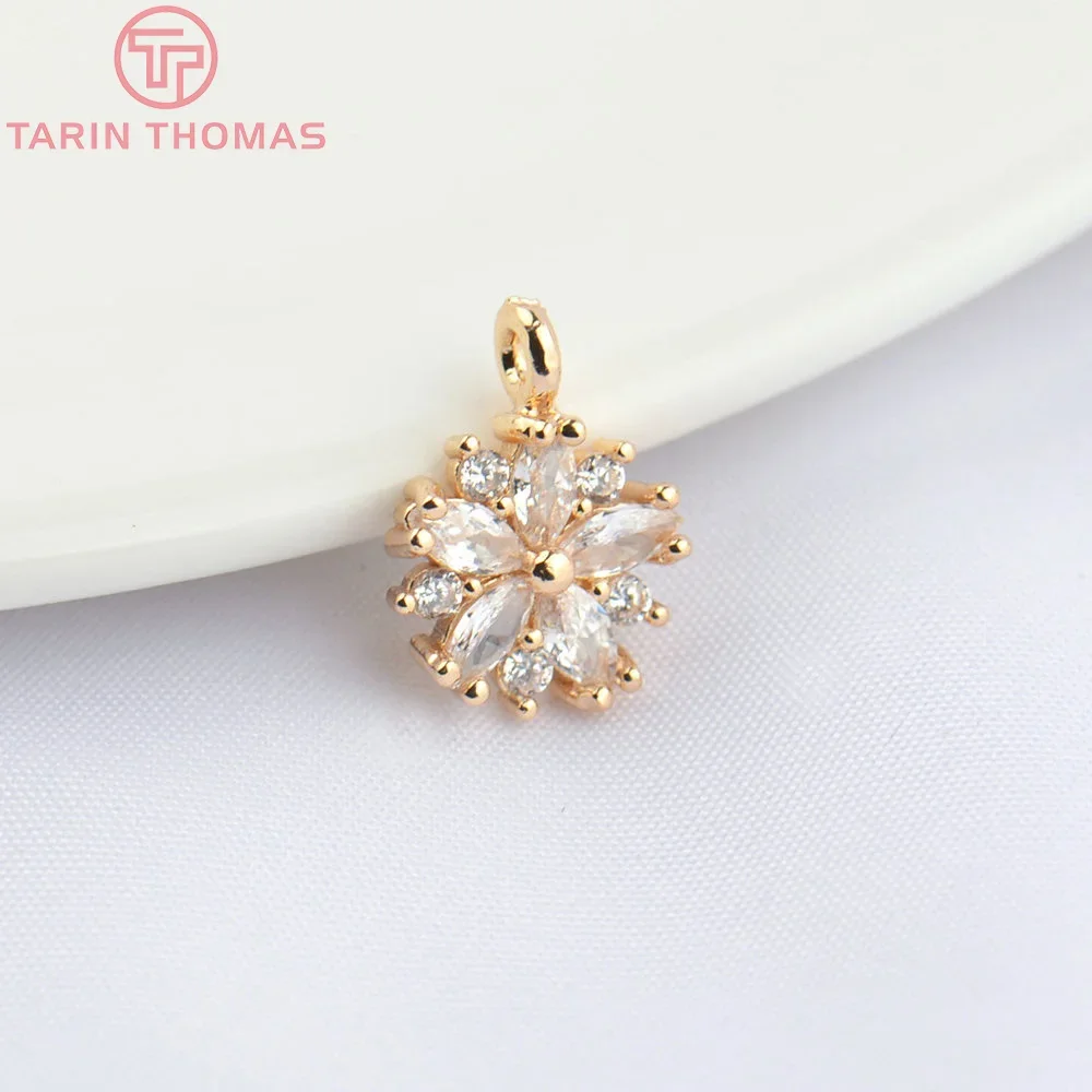 Латунные подвески с цирконом 10 шт. 9 мм 24 к цвета шампанского