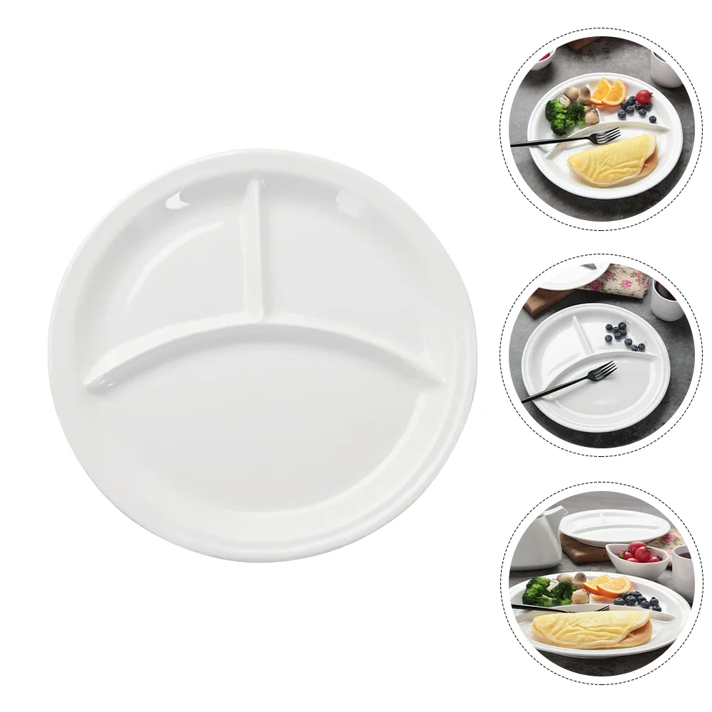 

Plate Divided Plates Ceramic Compartment Tray Dinner Control Dish Portion Dishes Dessert Serving Kids Round Diet Weight Loss