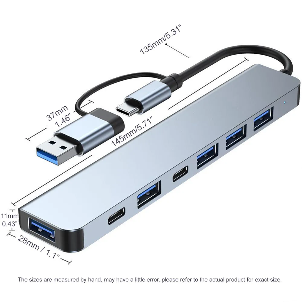 Фото USB-хаб MZX 7/8 в 1, док-станция Type A/C, концентратор 3.0/2.0, мультиадаптер, мультихаб, док-сплиттер, аксессуары для ноутбуков и ПК №5
