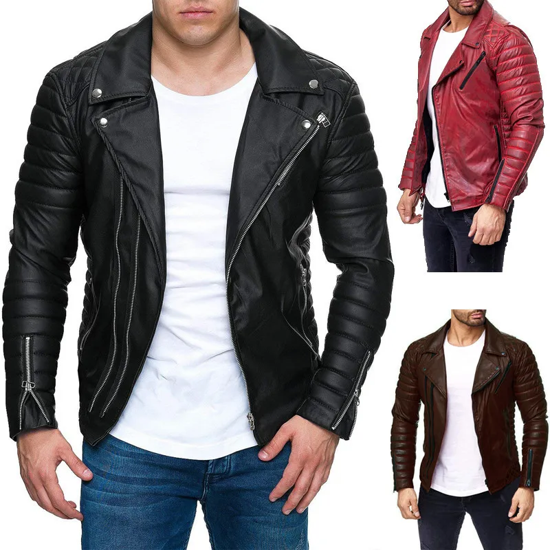 Mens Jackets Faux Leather Long Sleeve Casual Punk Autumn Waterproof Loose Coats Plus Size