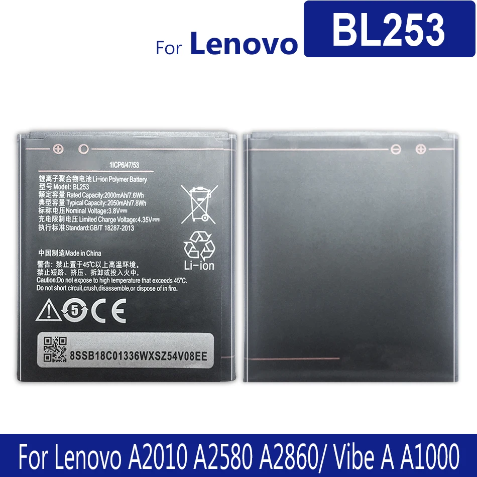 

Аккумулятор BL253 на 2050 мАч для Lenovo A2010 A 2010 /BL 253 BL-253 A1000 A1000m A 1000 мобильный телефон Track NO
