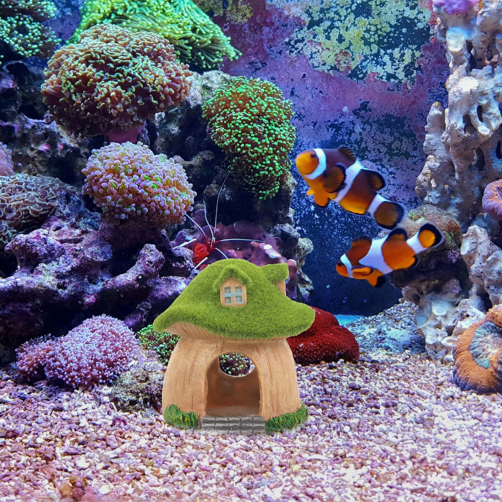 

Fish Hideout Mushroom House Tank Decor Aquarium Fish Cave Shelter Fish Tank Decoration