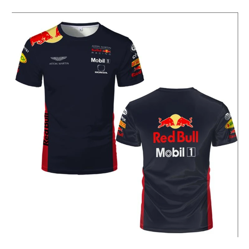 

F1 men's and women's racing suit, red animal 3D printed short sleeve T-shirt, suitable for extreme sports fans, breathable