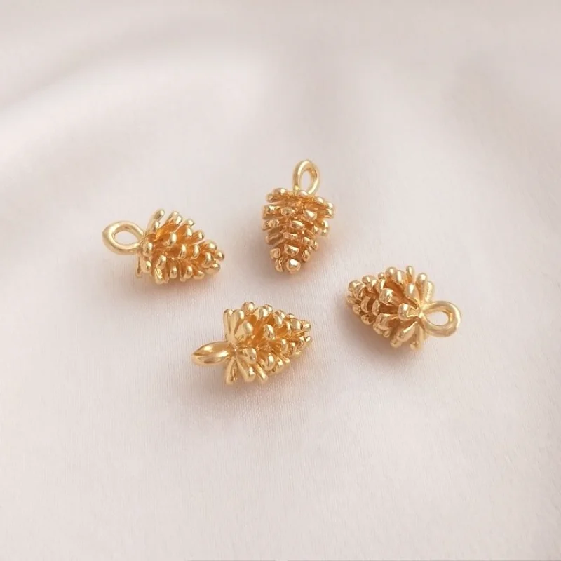 

6PCS Dainty Pinecone Pendant Charms for Jewelry Making Diy Bracelet Pendant Accessories Brass 14k Gold Filled 8*12mm