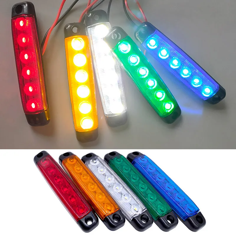 

2Pcs Truck Trailer Side Marker Indicators clearance light Car Brake Rear highlight Tail Light 6LED 12V/24V Warning signal lamp