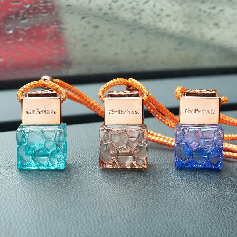 Rose Gold Cover Color Water Cube Bottle Car Perfume Bottle Car Perfume Bottle Water Cube Cover Fragrance Bottle Empty Bottle
