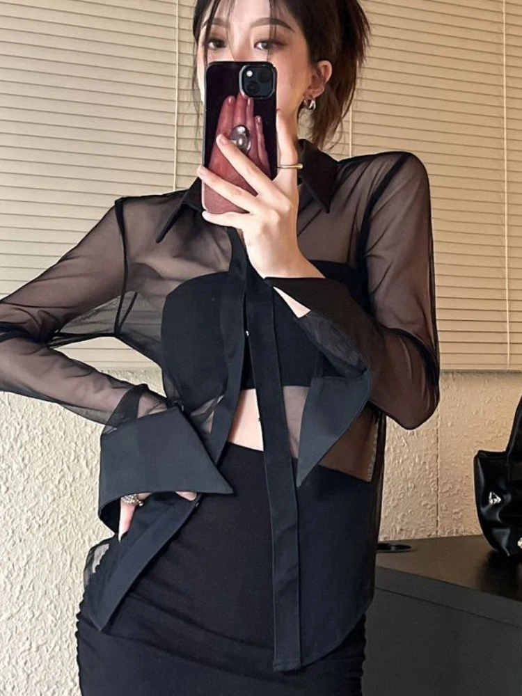 Woherb темпераментные женские топы блузки для женщин приталенная рубашка с длинным