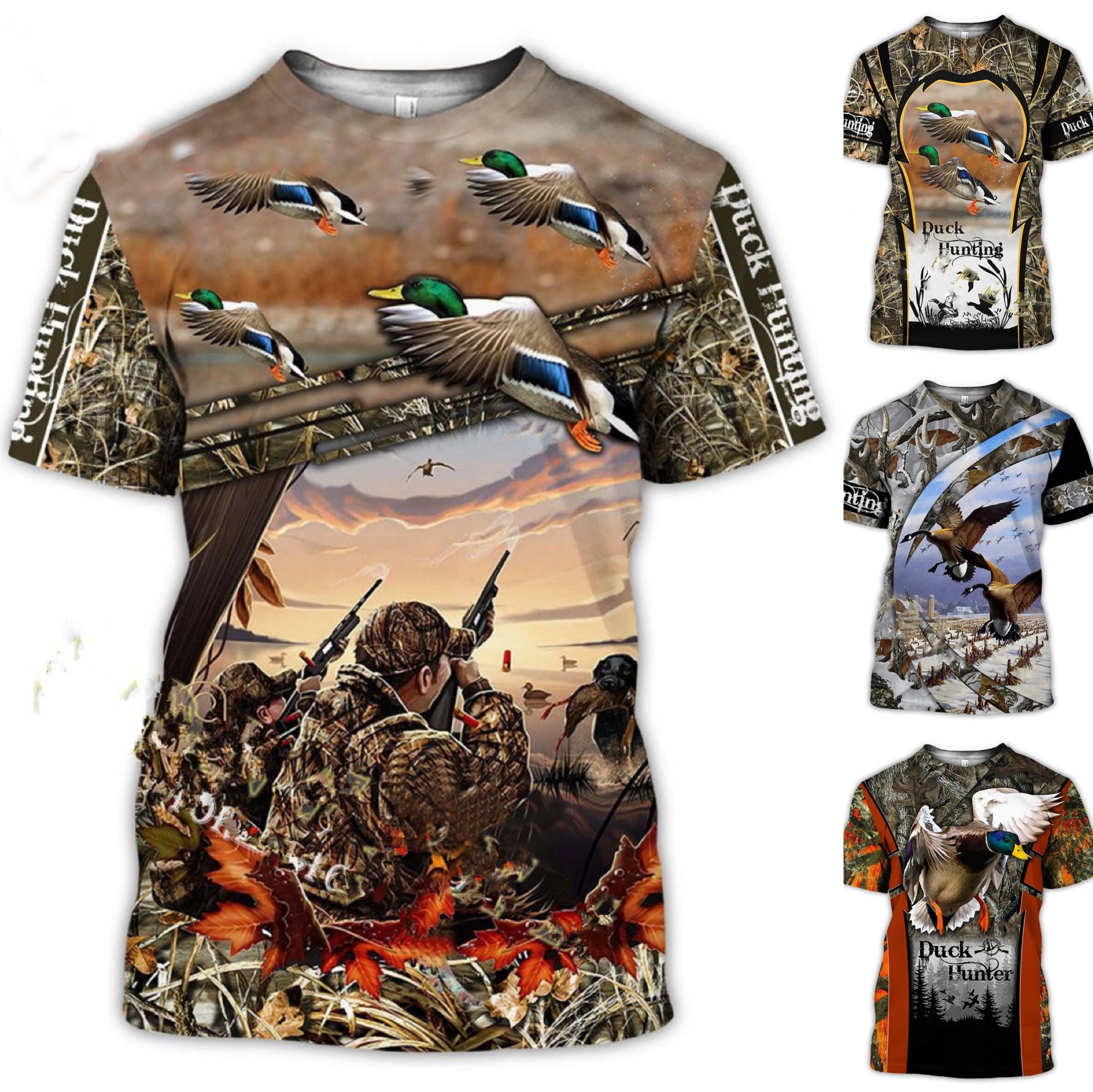 

Camouflage Hunting Wild Duck Animal 3D Print T-Shirt Tops Summer Fashion Casual Men's t shirts Harajuku Short sleeve Tees