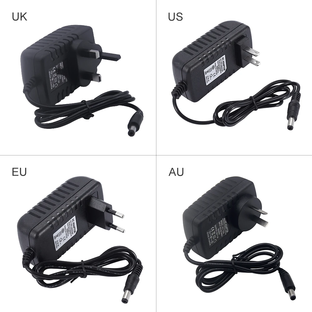 

Адаптер питания для светодиодной ленты 12 В 3 А 5 А RGB с вилкой Европейского/американского/британского/австралийского стандарта и ИК-пультом д...