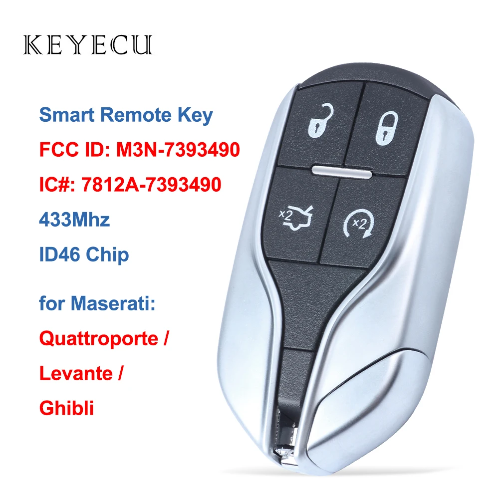 

Keyecu Smart Remote Key Fob Replacement for Maserati Ghibli Quattroporte Levante 2014 2015 2016 2017 2018 2019 2020 M3N-7393490