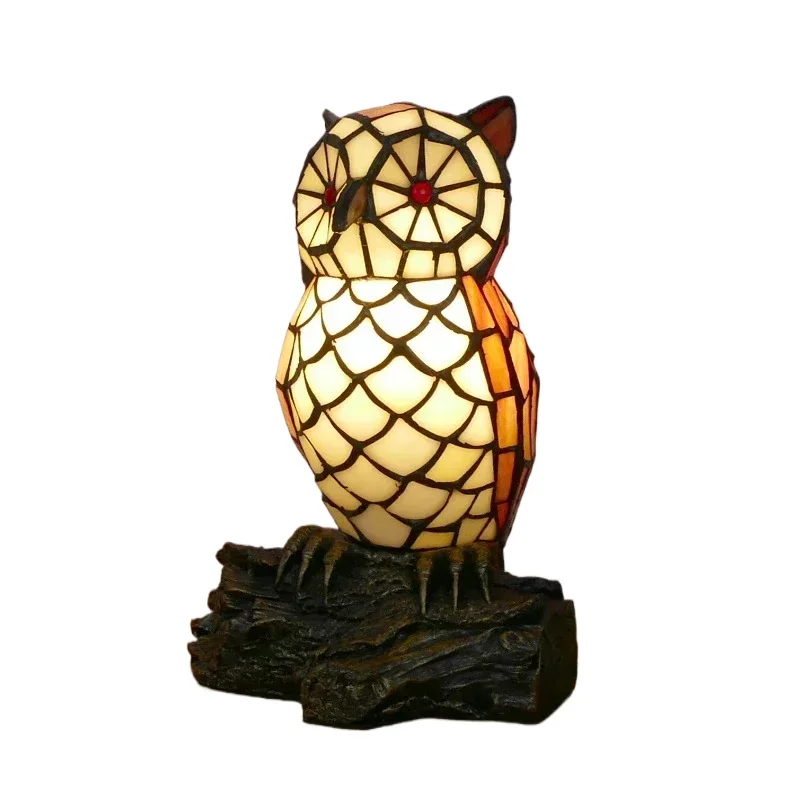 Настольная лампа Тиффани Сова художественная гостиная спальня детская комната