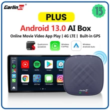 Carlinkit 카플레이 Ai TV 박스 플러스, 안드로이드 13, 8 + 128GB, QCM 8 코어 665 6125, 무선 카플레이, 안드로이드 오토, 유튜브, 넷플릭스, IPTV, 4G LTE