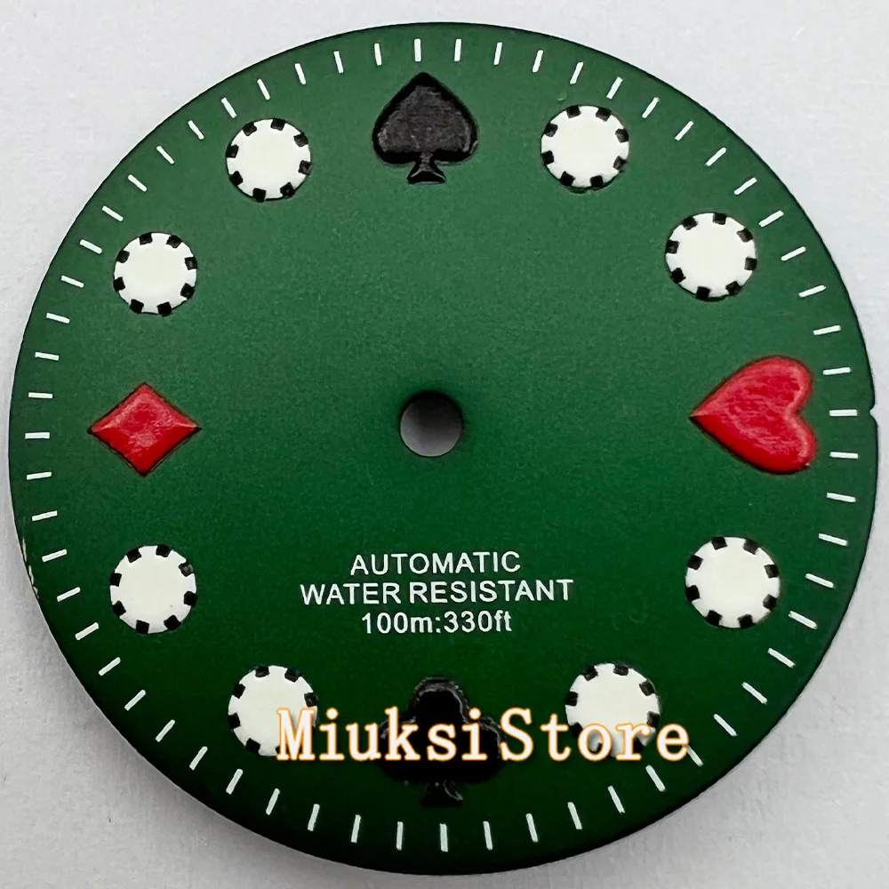 29 мм черный белый зеленый стерильный светящийся циферблат для часов подходит NH35
