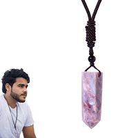 plum tourmaline necklace natural stone crystal pendant handwoven healing crystal energy stone mineral collection for diy jewelry