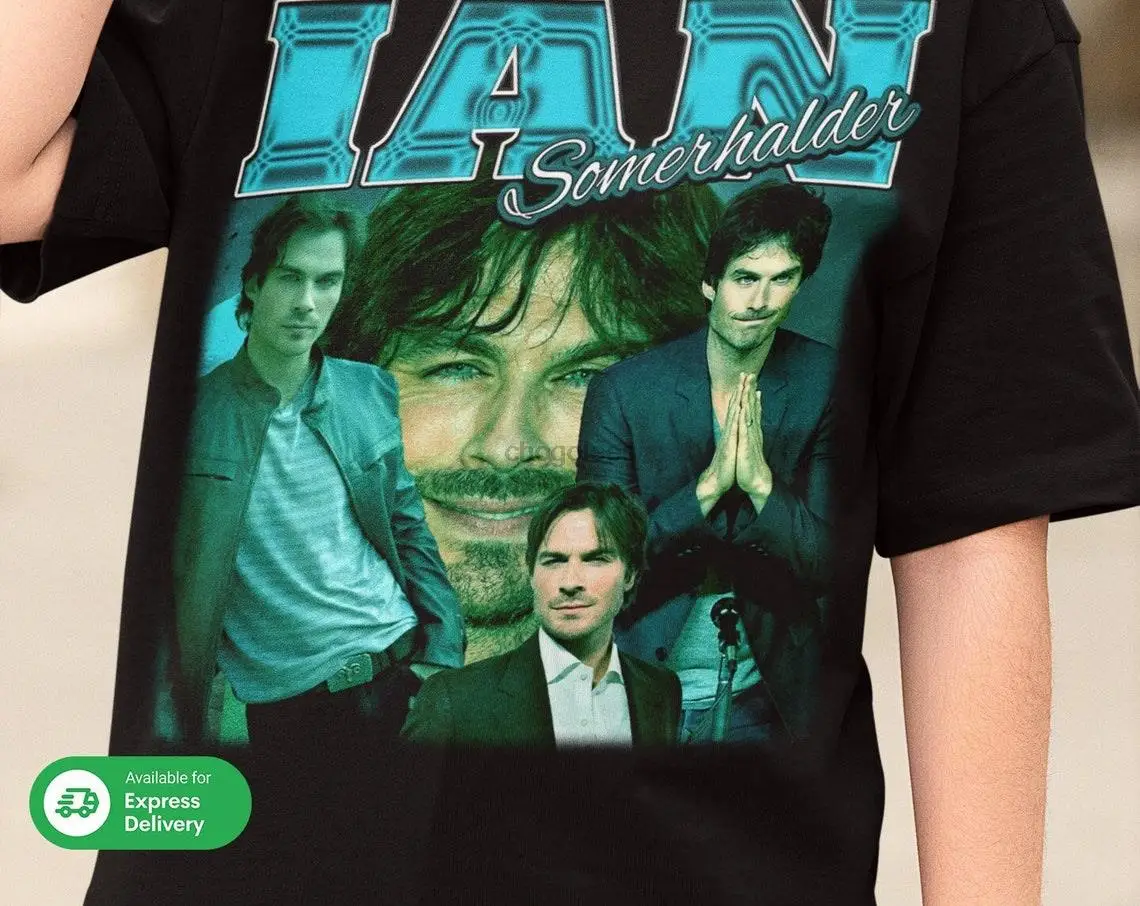 Футболка Иан Сомерхолдер Мужская футболка подарок для женщин Винтажные ботинки