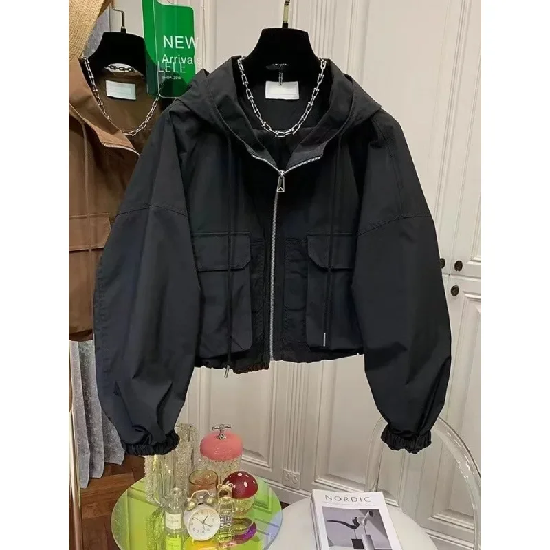 AutumnNiche Свободный крой Harajuku BF Куртка Топ с капюшоном и карманами Спецодежда