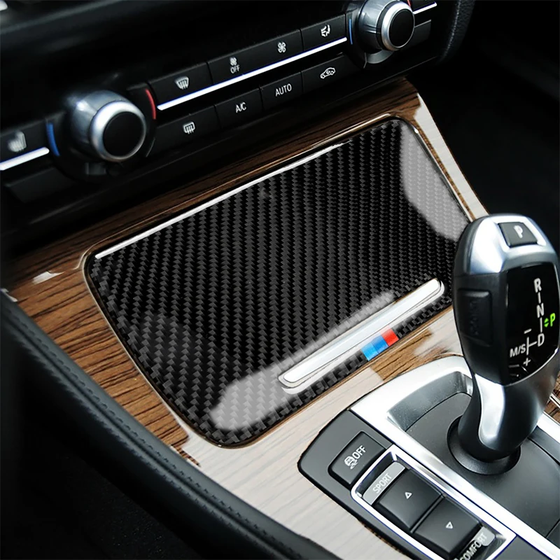 

Carbon Fiber Car Center Control Storage Box Panel Cover Decorative Sticker For BMW 5 Series F10 2011-17 Car Interior Accessories