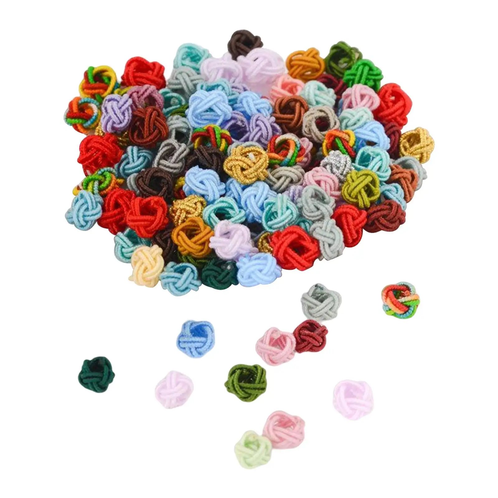 

100 Pieces Braided Knot Charms Rope Button Beads for DIY Jewelry Making