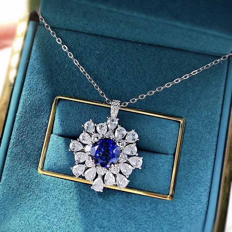 S925 Серебряное синее кольцо с сокровищами 8 мм женское роскошное