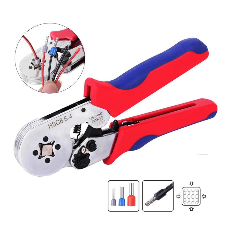 

Cable Tubular Terminals Pliers Crimping Tools Set 0.25-6/10mm² High-Precision Electrician Clamp Wire End Crimp Combination Kit