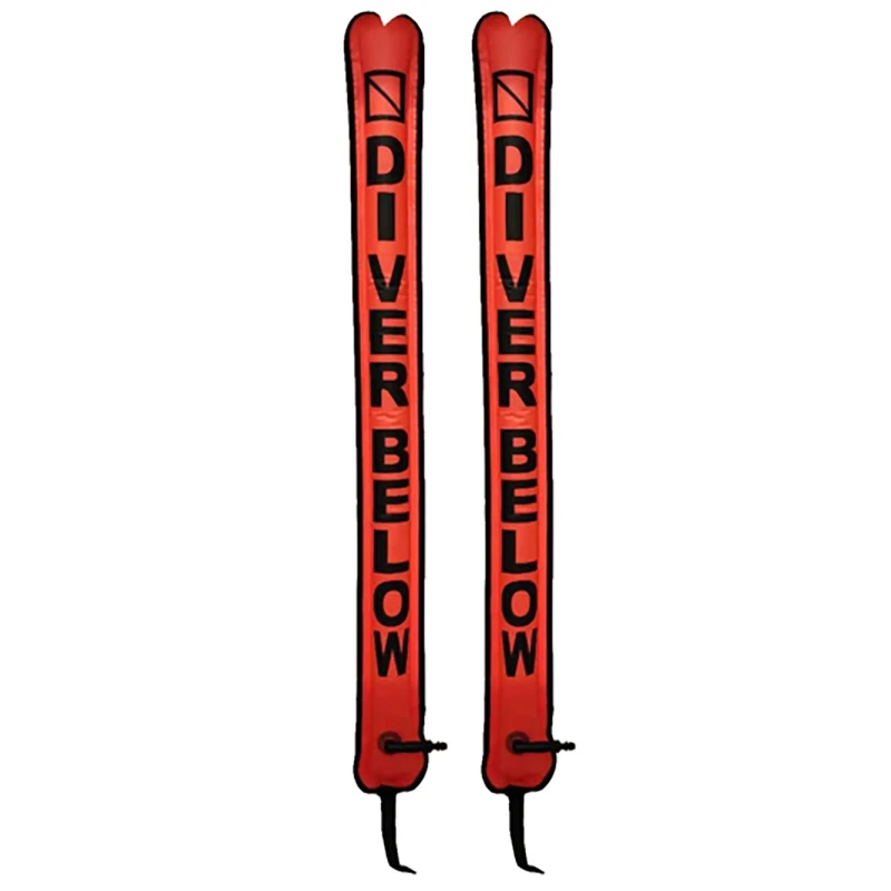 

2X 115Cm Scuba Diving Surface Marker Buoy Signal Tube Sausage SMB Gear For Underwater Diving Snorkeling Red