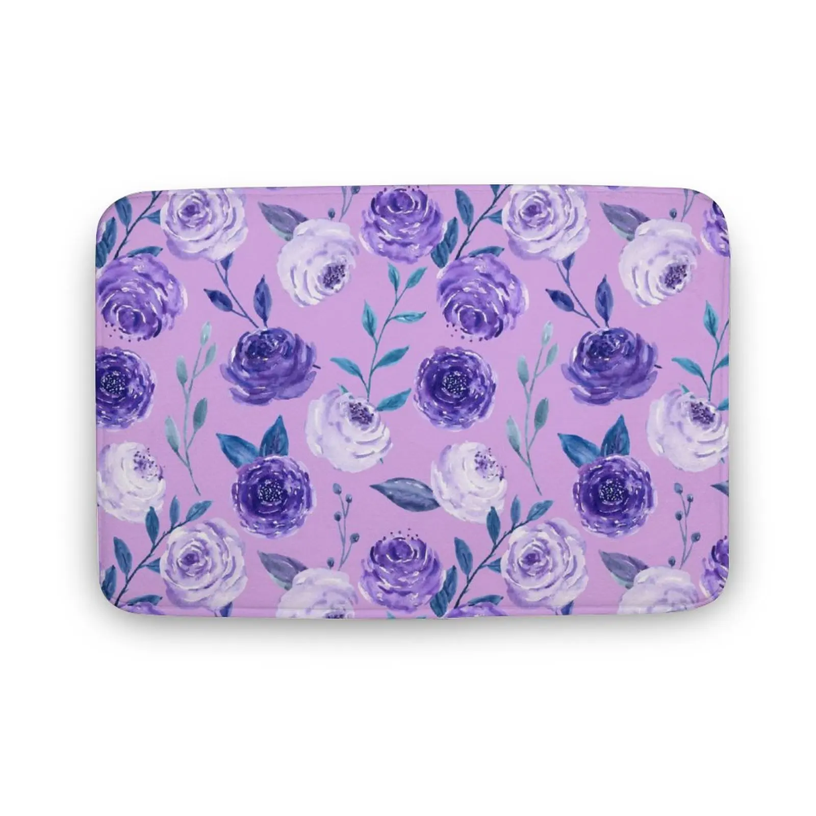 

Doormat Welcome Mats Non Slip Entrance Indoor Doormat Door Mats Rugs,Bathroom Floor Mat-Low Profile Purple Flowers