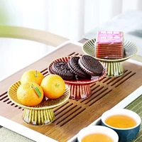 ceramic plate tall tray fruit plate painted round salad bowl dessert cake pan snack tray decorative plates tableware display