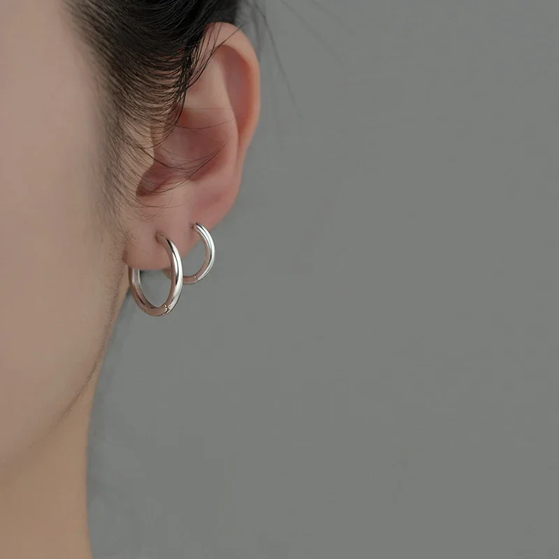 Женские серьги-кольца из серебра 925 пробы 10/12/14/16/18 мм