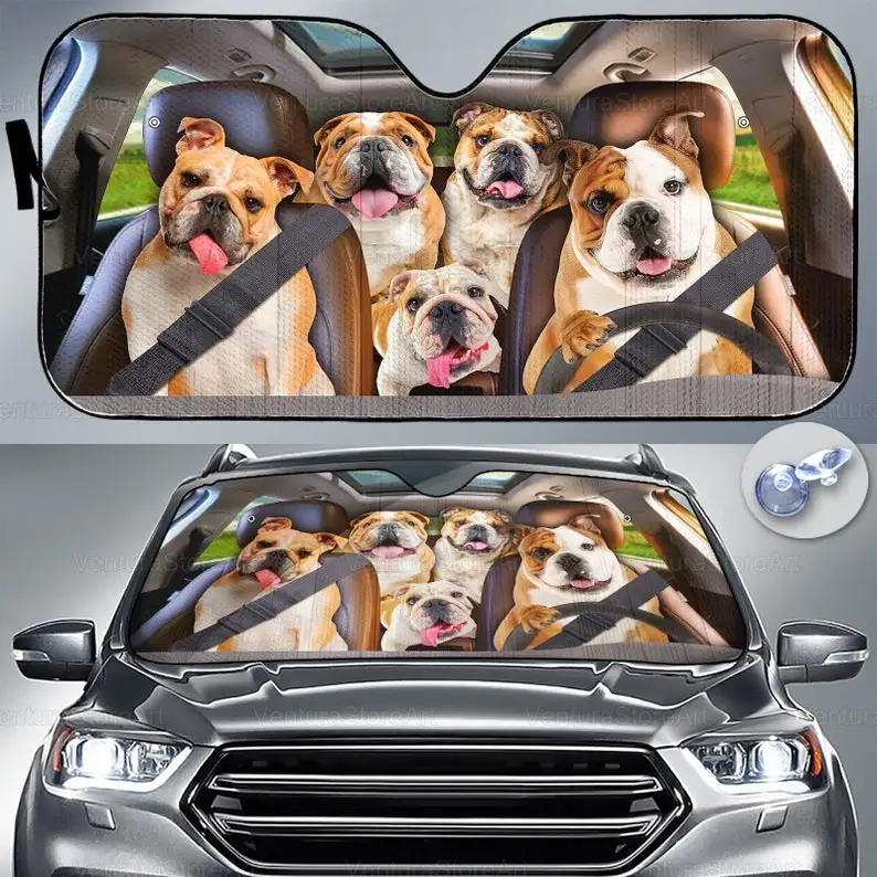 

Bulldog Car Sunshade, Windshield Sunshade, Auto Sunshade Car, Bulldog Car Decor, Husband Gifts, Car Sun Protector, Bulldog Famil